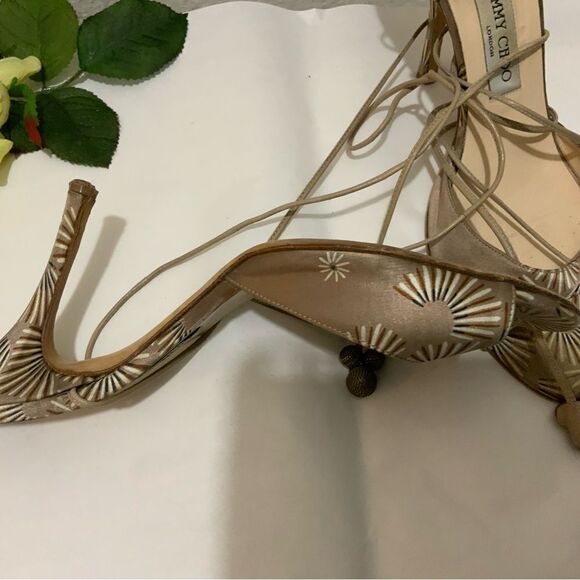 JIMMY CHOO Gold Metallic Strappy Pumps Heels size 41 - Picture 12 of 13